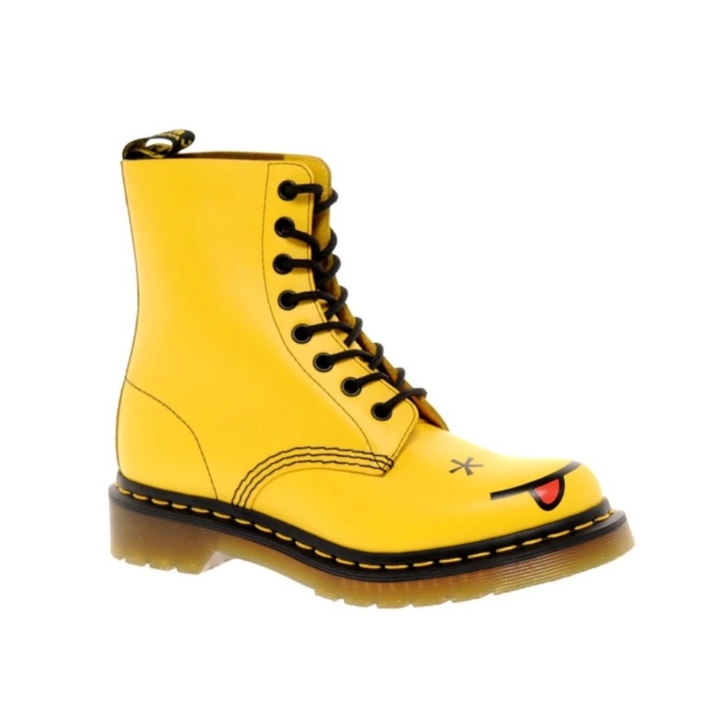 Dr. Doc Martens Women's Hincky Yellow Smiley Face Eye Platform Boot 1460 shoes 6 - Picture 4 of 11